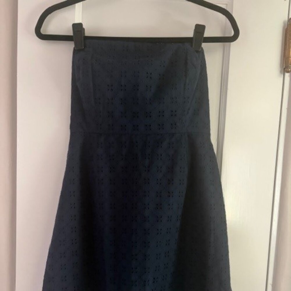 NWOT Vineyard Vines Navy Eyelet Strapless Dress Size 8